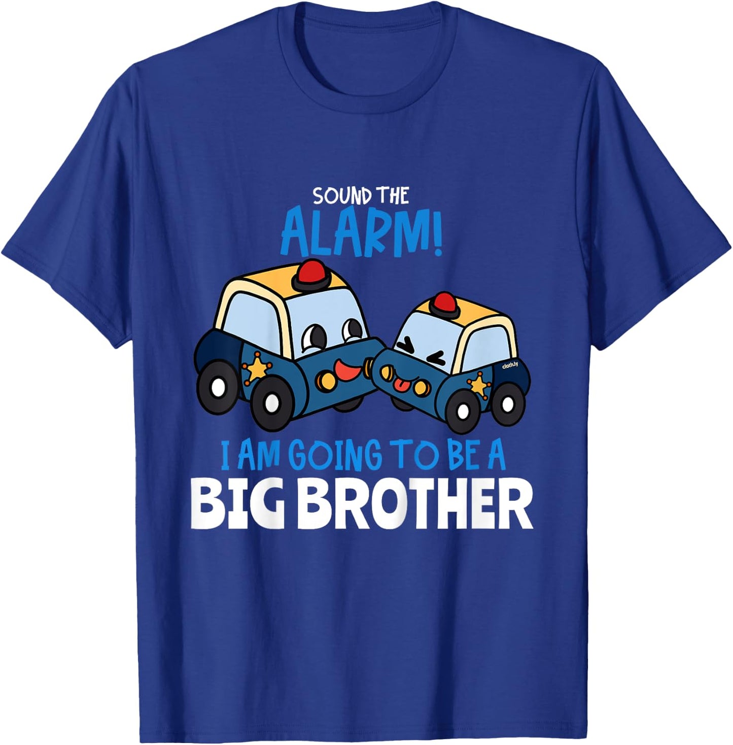 Kids Big Brother Police Car Gift Sound the Alarm Toddler T-Shirt - T-Shirt | Royal