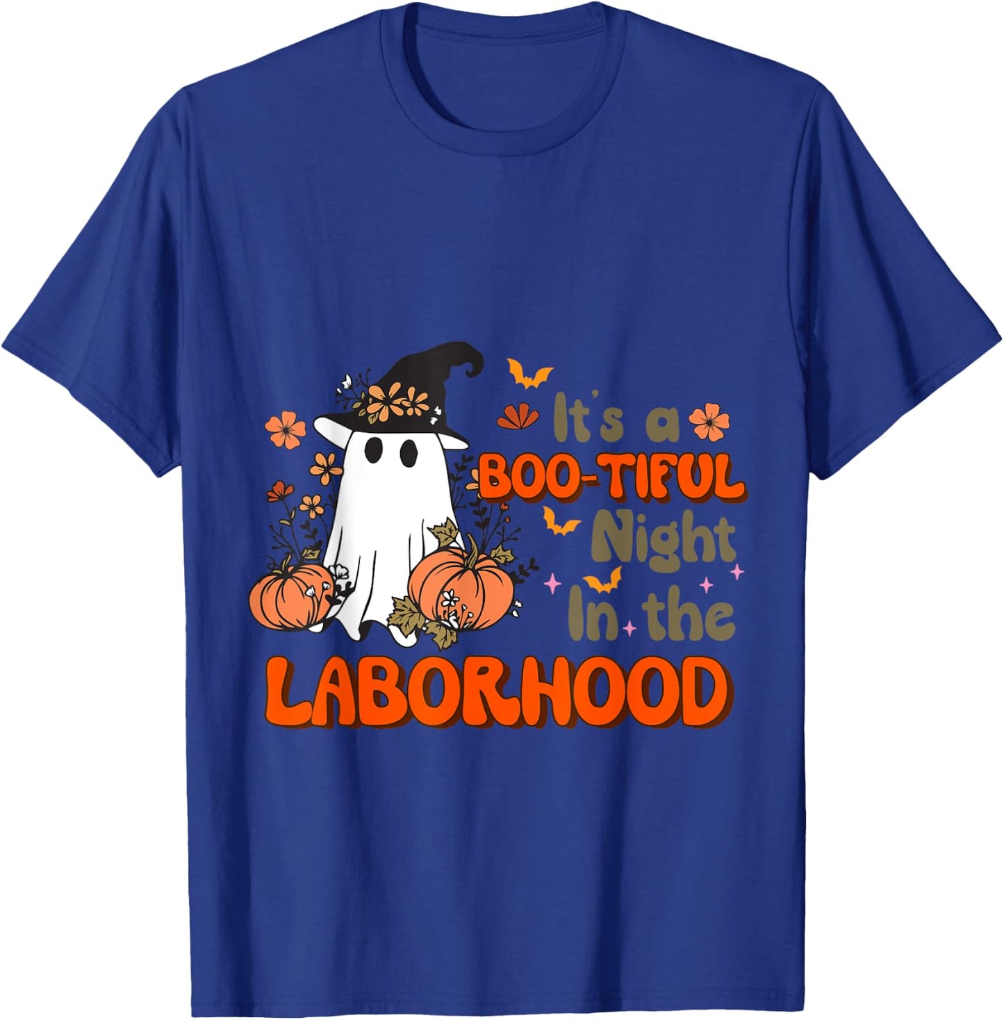 Bootiful Night In Laborhood Delivery Nurse Ghost Halloween T-Shirt - T-Shirt | Royal