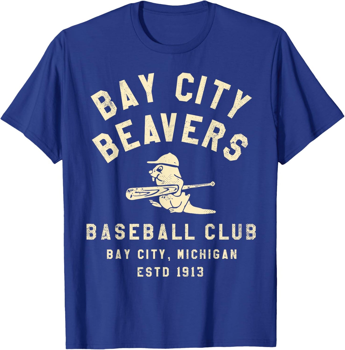 Bay City Beavers Michigan Vintage Defunct Baseball T-Shirt - T-Shirt | Royal