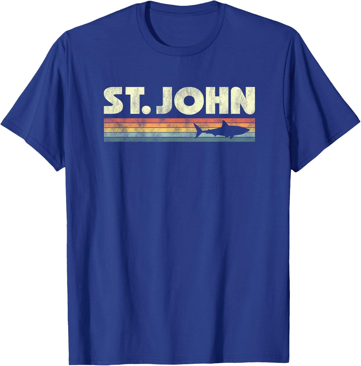 Retro St John USVI Shark Vintage Souvenir Boys Girls T-Shirt - T-Shirt | Royal