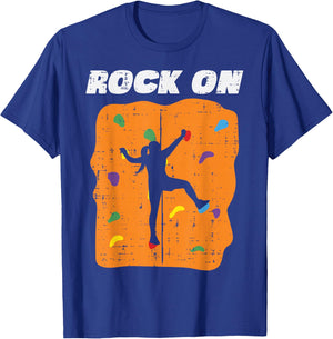 Climbing Rock On Wall Climber Bouldering Women Girls Kids T-Shirt - T-Shirt | Royal
