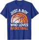Just A Boy Who Loves Basketball Funny Boys Kids Basketball T-Shirt - T-Shirt | Royal