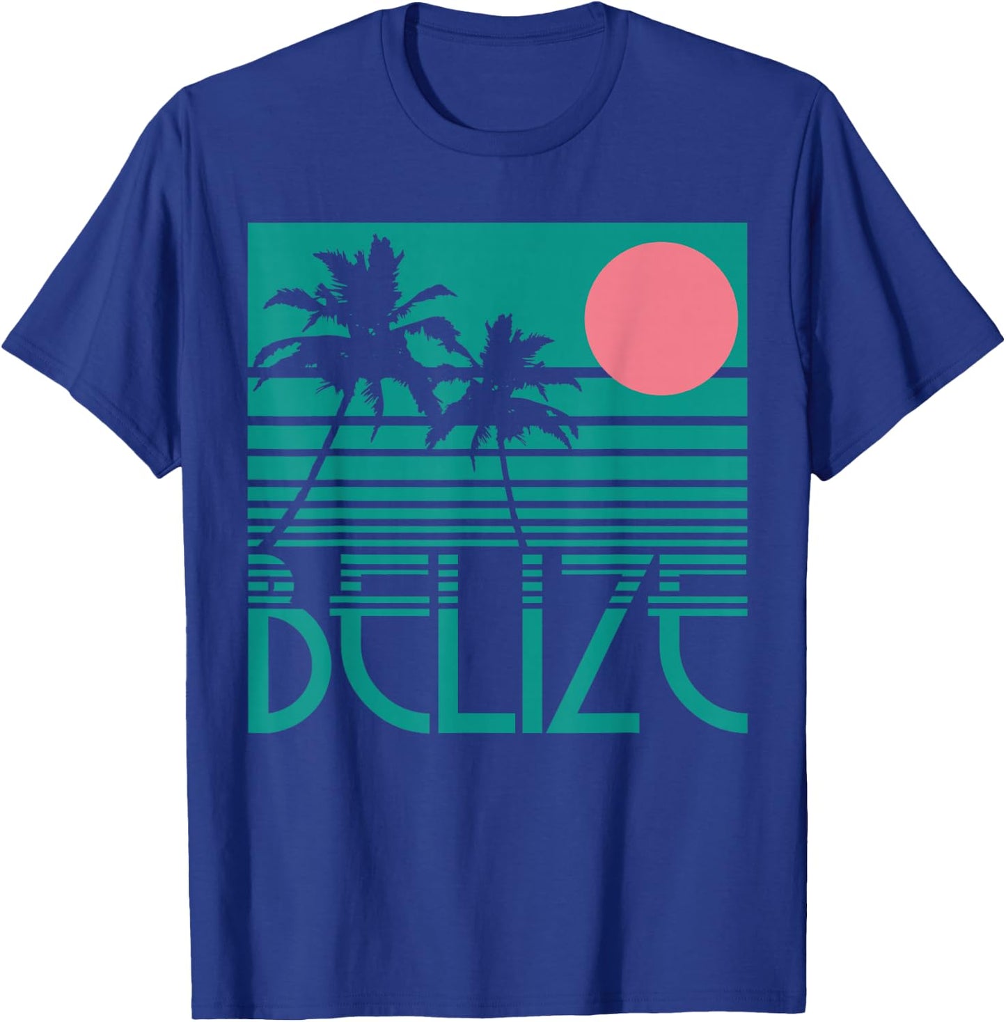 Belize Palm Trees Surf Vintage Retro Souvenir T-Shirt - T-Shirt | Royal