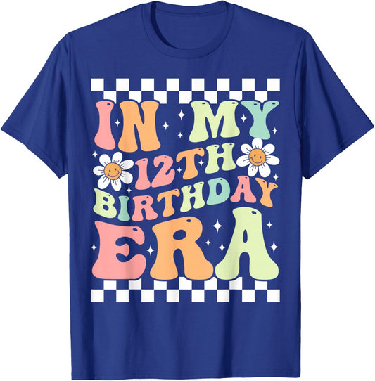 In My 12th Birthday Era Cute Groovy 12th Birthday Party T-Shirt - T-Shirt | Royal