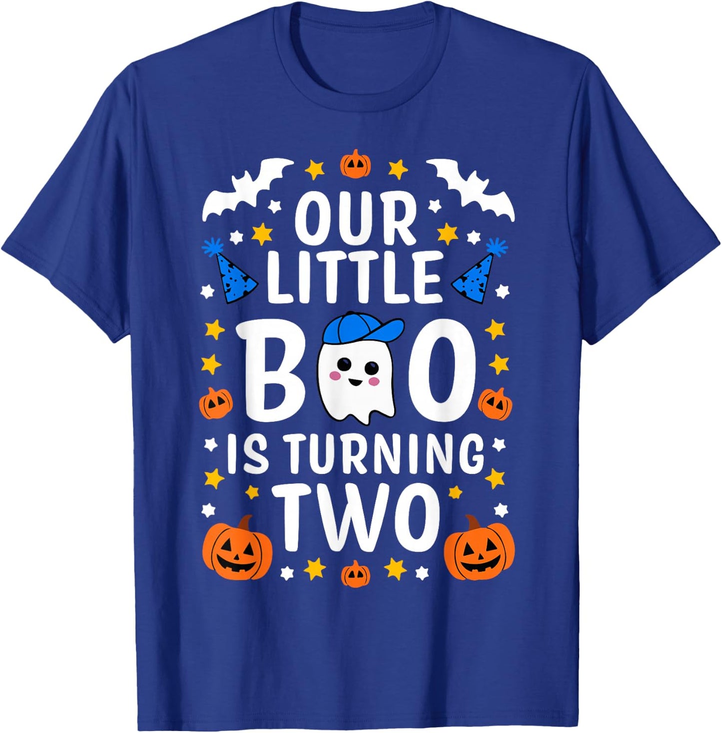 Our Little Boo Is Turning Two Yr 2nd Birthday Boy Halloween T-Shirt - T-Shirt | Royal