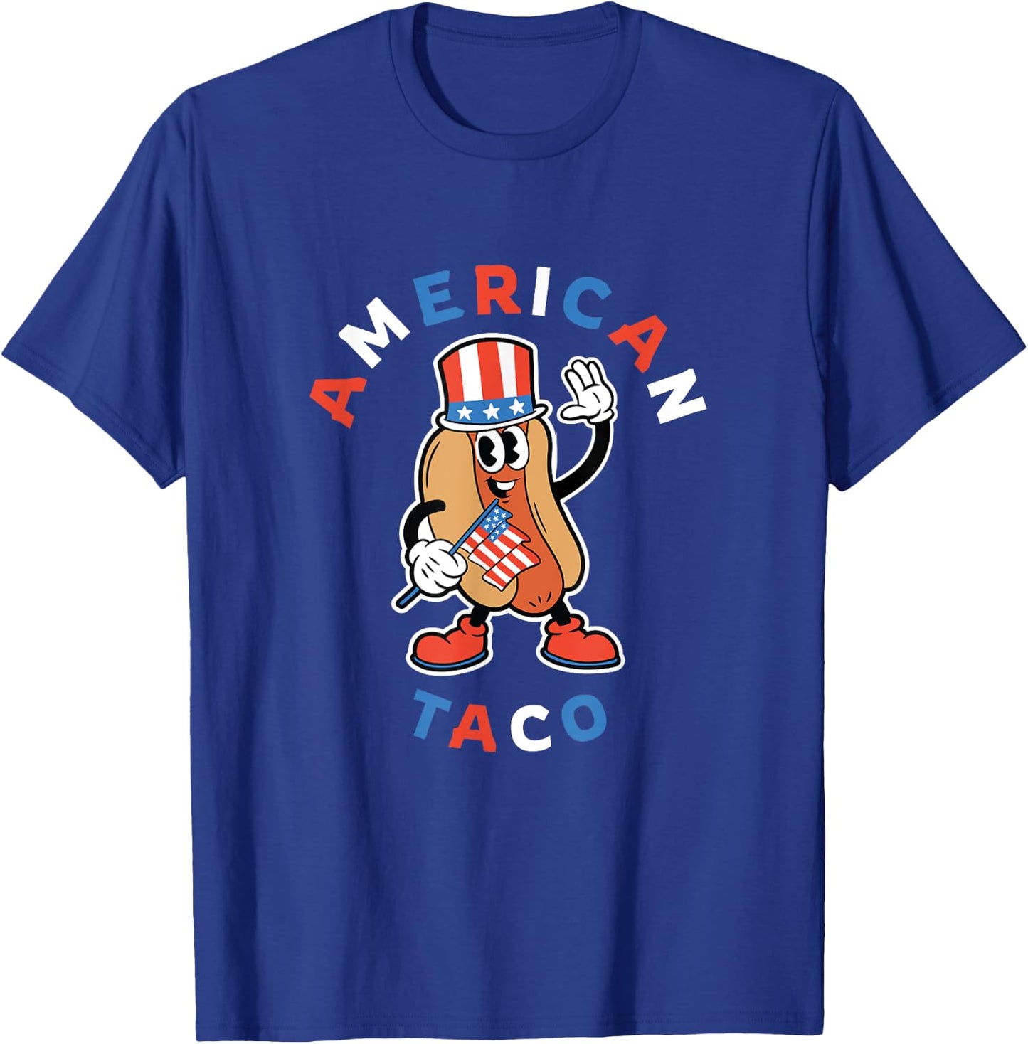 4th of July American Taco Patriotic Hot Dog Funny Graphic T-Shirt - T-Shirt | Royal