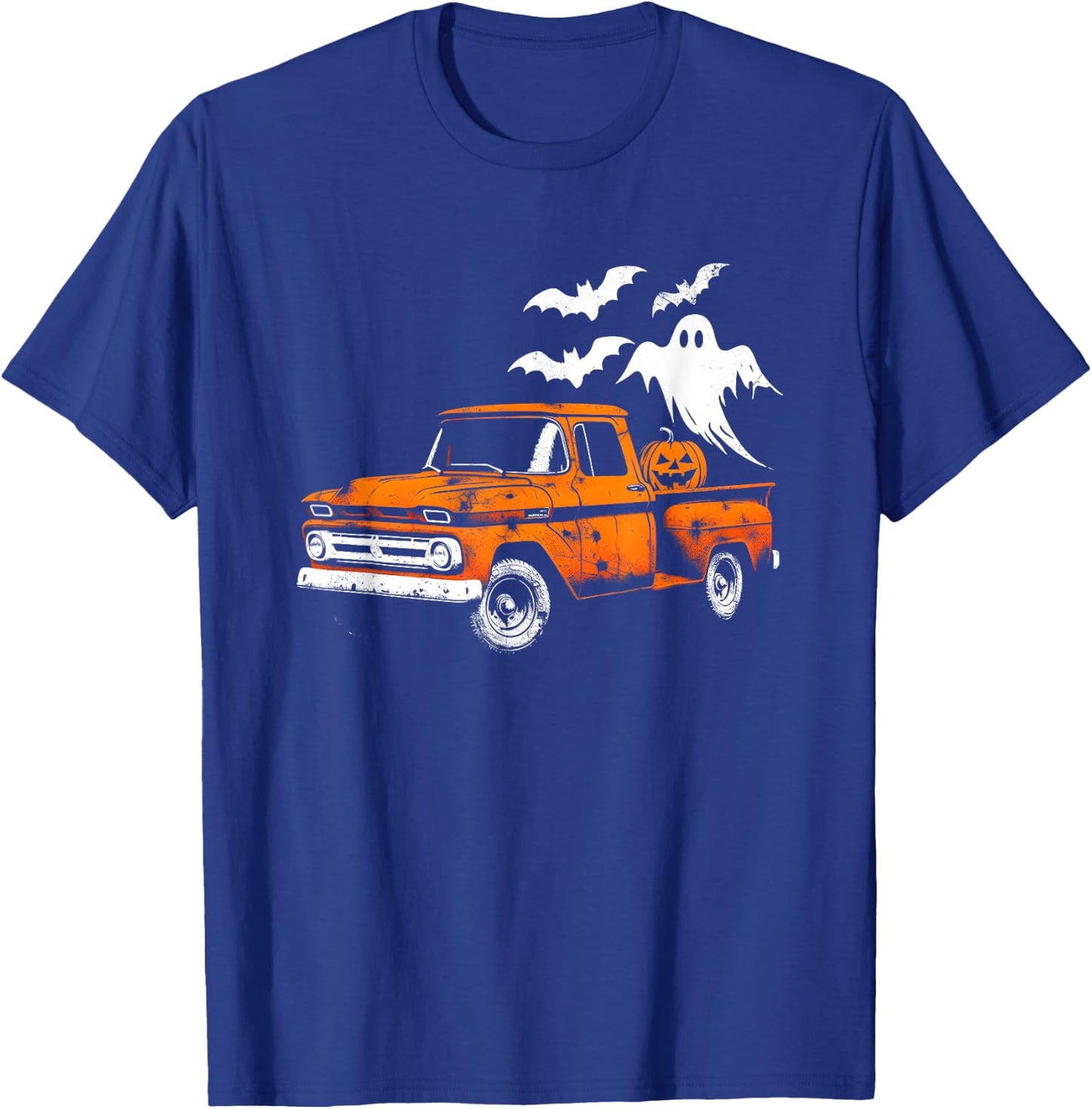 Jack O' Lantern Pickup Truck - Creepy Ghosts Halloween Lover T-Shirt - T-Shirt | Royal