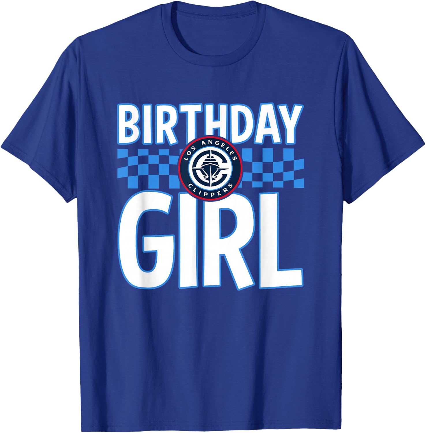 NBA Los Angeles Clippers Birthday Girl Checkered Logo T-Shirt - T-Shirt | Royal