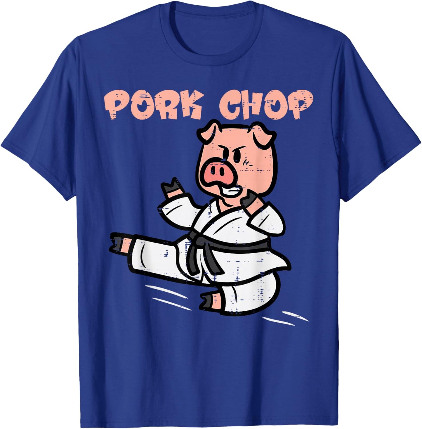 Pig Karate Pork Chop Funny Hog Swine Pun Men Boys Kids Women T-Shirt - T-Shirt | Royal