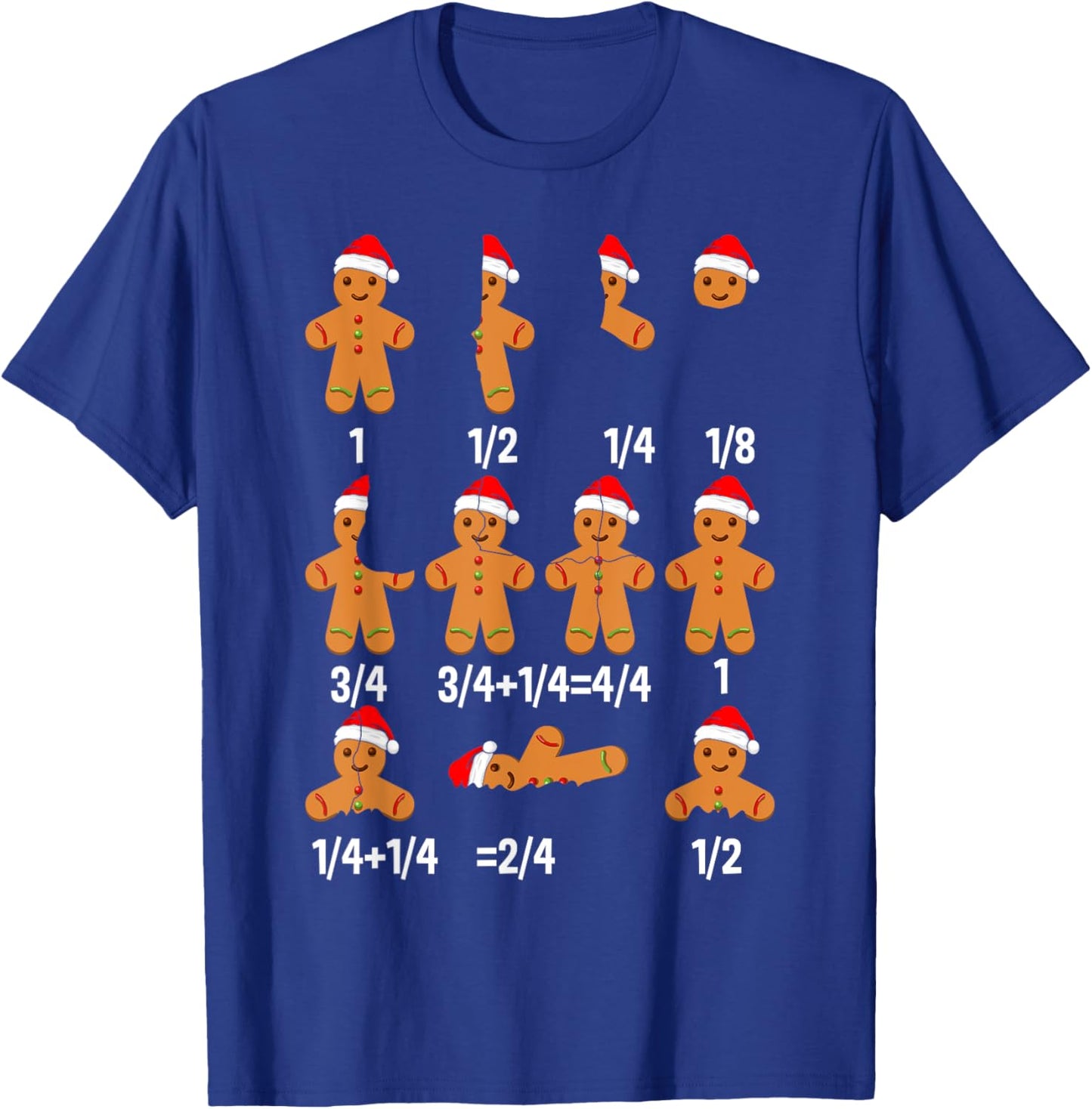 Christmas Math Teacher Equation Gingerbread With Santa Hat Women Girls Kids T-Shirt - T-Shirt | Royal