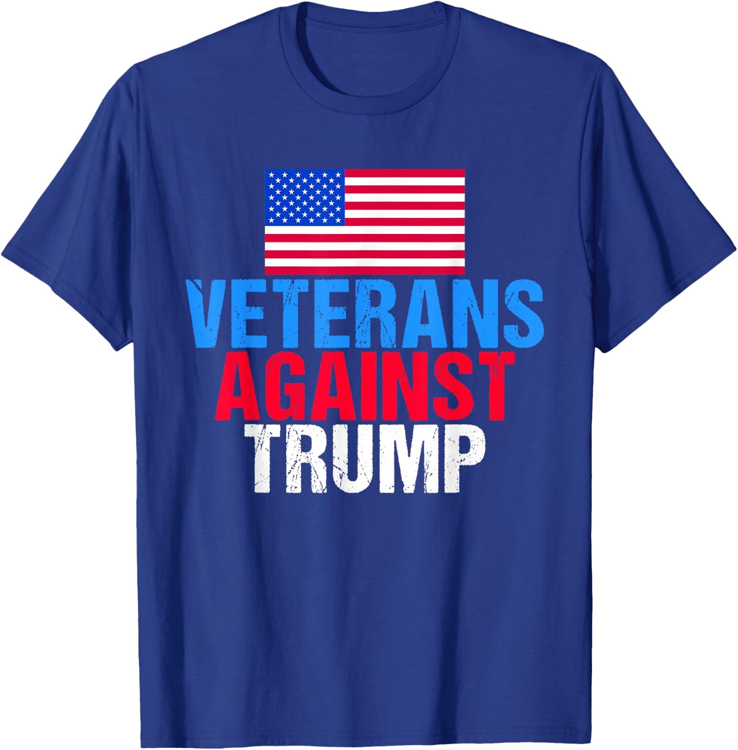 Veterans Against Trump American Flag Vintage Patriot Saying T-Shirt - T-Shirt | Royal