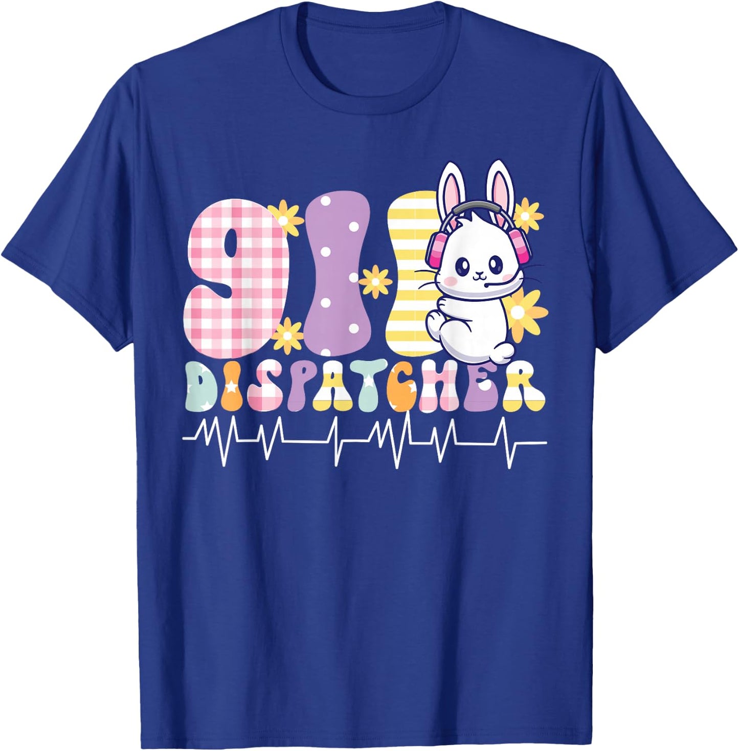 911 Dispatcher Thin Gold Yellow Line Easter 911 Dispatcher T-Shirt - T-Shirt | Royal