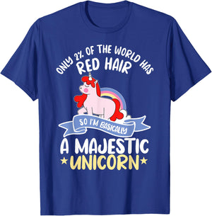 Only 2% Of The World Has Red Hair Unicorn Ginger Redhead T-Shirt - T-Shirt | Royal