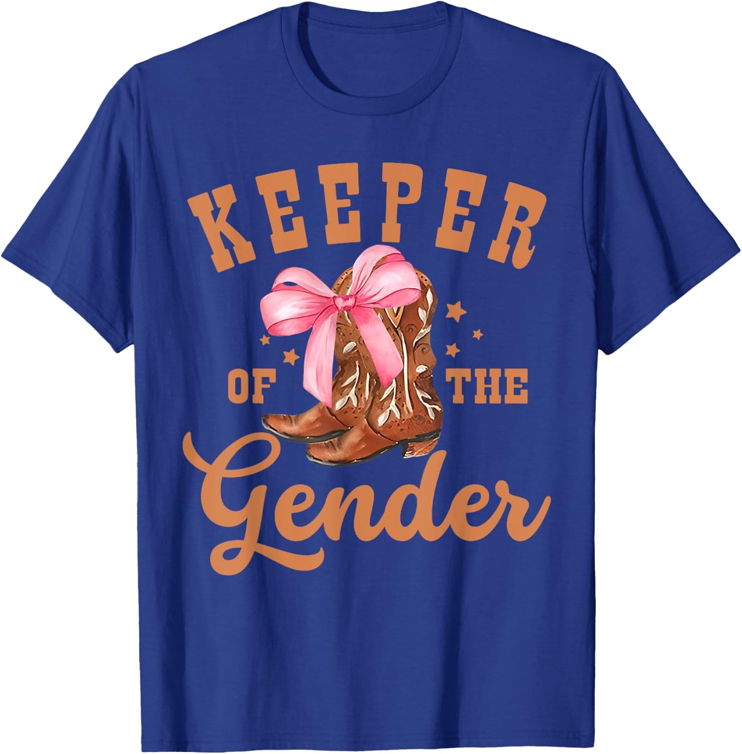 Keeper of The Gender Bow Or Cowboy Boot Gender Reveal T-Shirt - T-Shirt | Royal