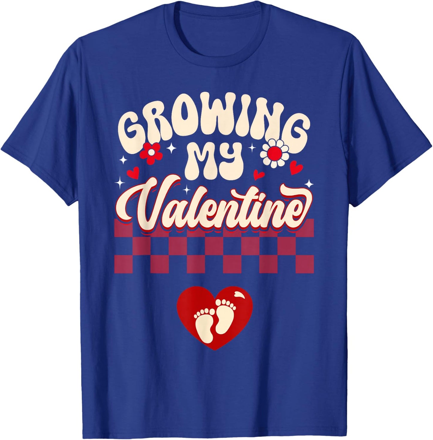 Growing My Valentine New Mom Valentines Pregnancy Pregnant T-Shirt - T-Shirt | Royal
