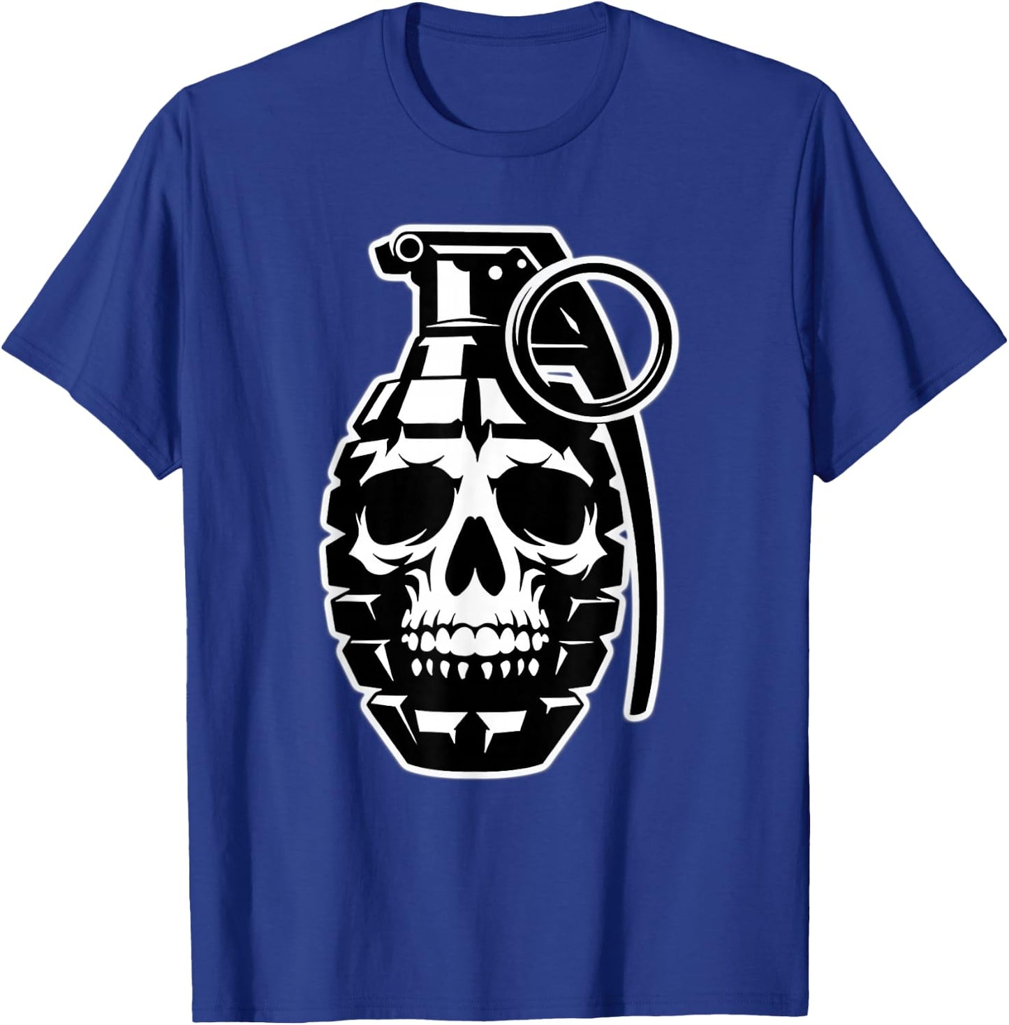 Grenade Skull Blackwork T-Shirt - T-Shirt | Royal