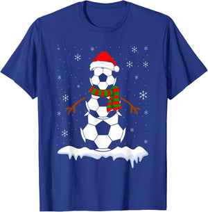 Funny Football Snowman for Boys Girls Christmas Soccer T-Shirt - T-Shirt | Royal