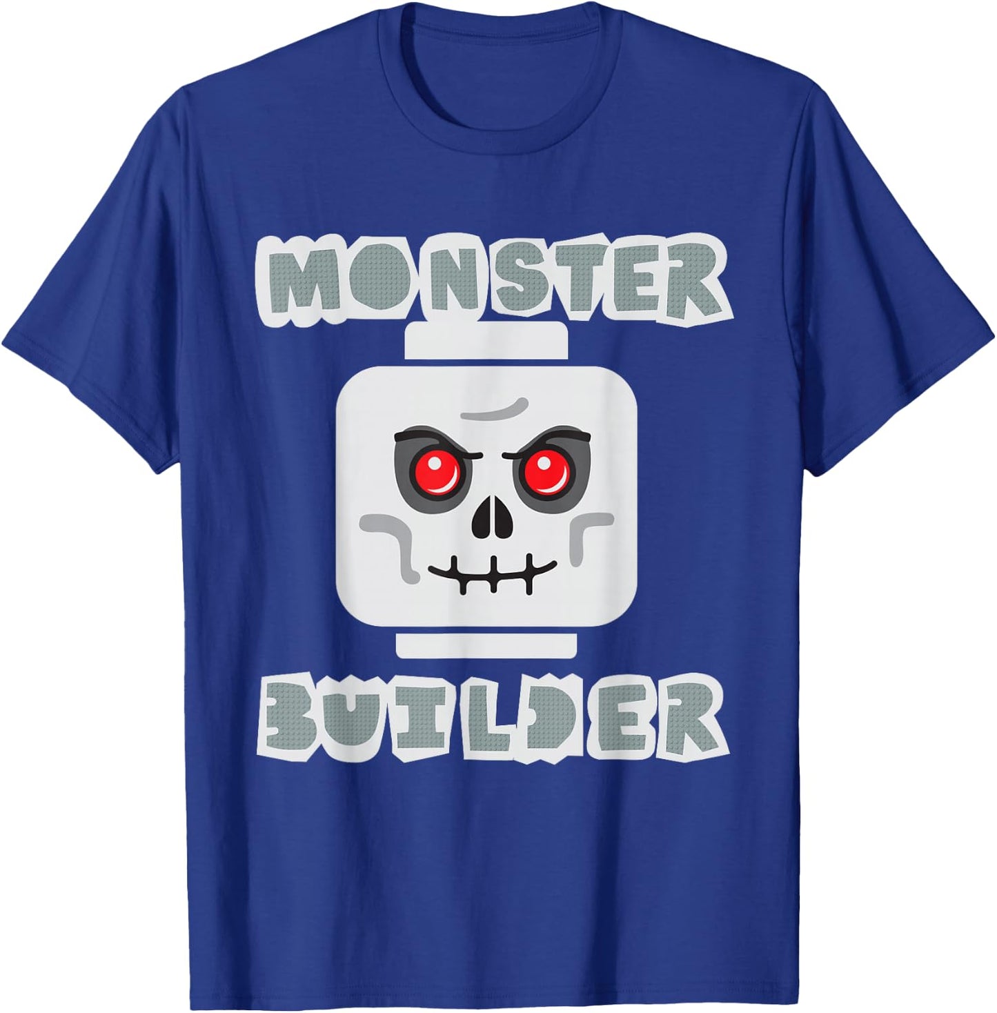Halloween Building Bricks Monster Builder Skull Head funny T-Shirt - T-Shirt | Royal
