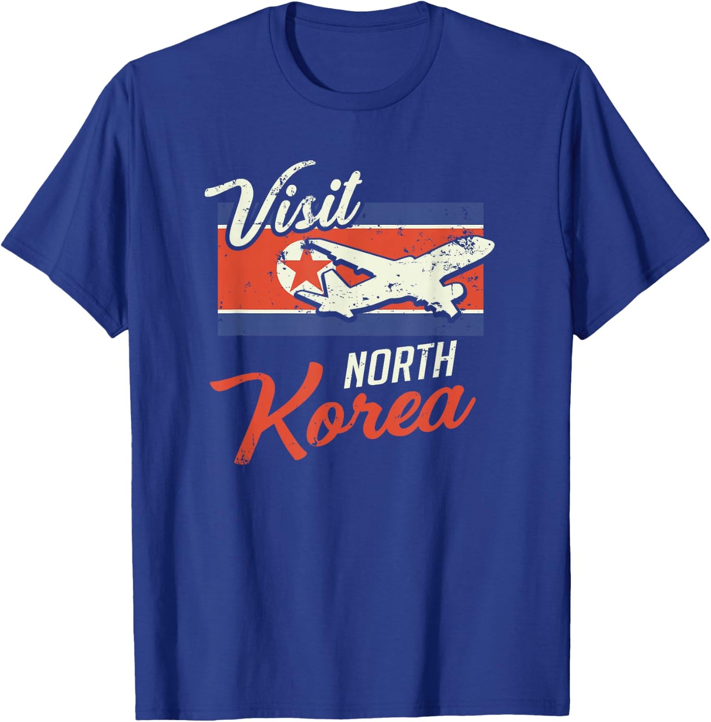 Visit North Korea Retro Flag Pyongyang Kim Jong Gift T-Shirt - T-Shirt | Royal