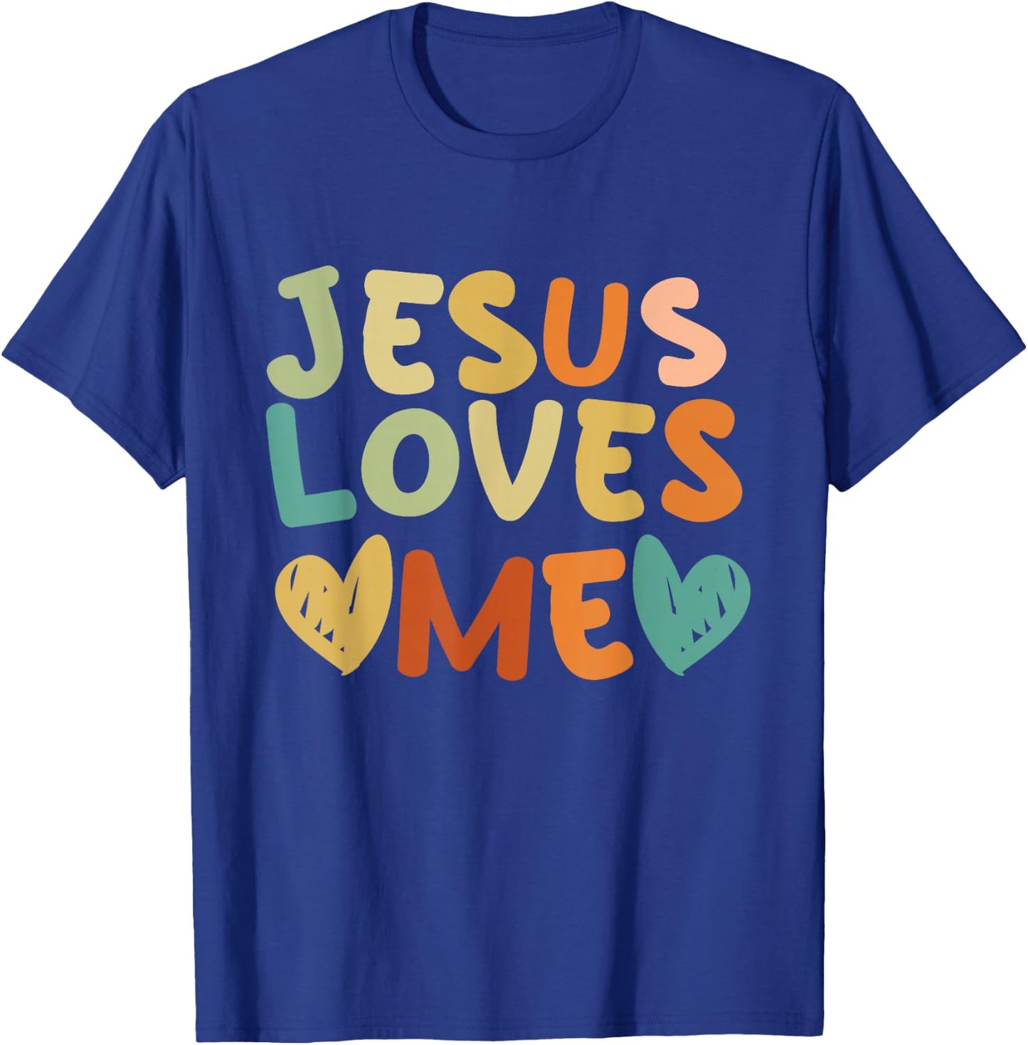Groovy Jesus Loves Me Biblical Christian Church Retro T-Shirt - T-Shirt | Royal