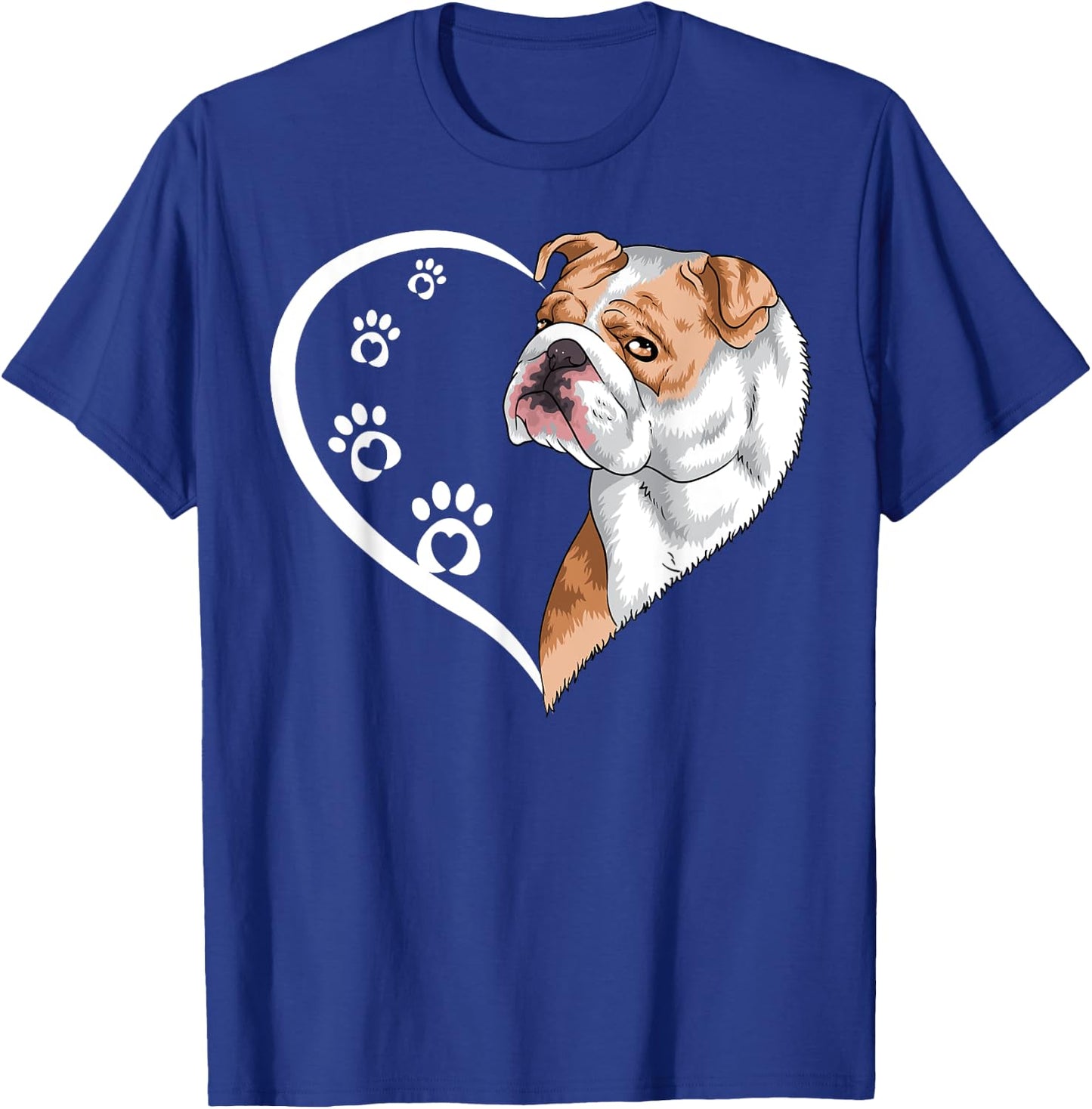 English Bulldog Shirts Girls Kids Heart Cute T-Shirt - T-Shirt | Royal