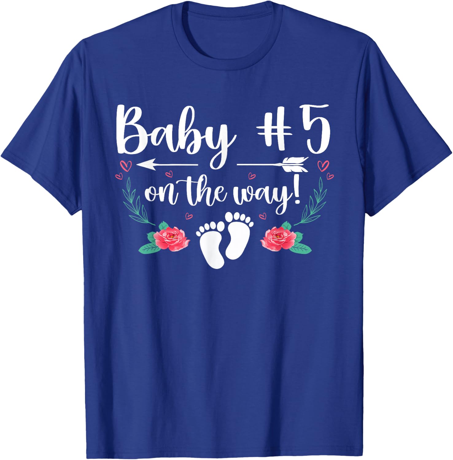 Baby Number 5 On The Way Pregnancy Gender Reveal Party T-Shirt - T-Shirt | Royal