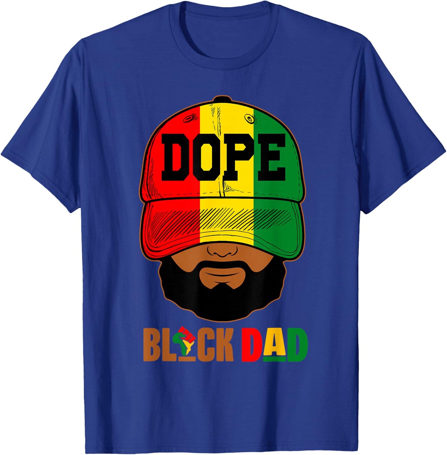 Black Father With Cap Dope Black Dad Father's Day Juneteenth T-Shirt - T-Shirt | Royal