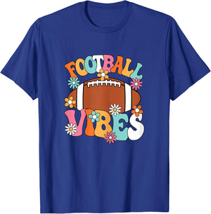 Football Vibes American Football Player Groovy Women Girls T-Shirt - T-Shirt | Royal