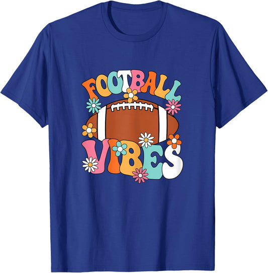 Football Vibes American Football Player Groovy Women Girls T-Shirt - T-Shirt | Royal
