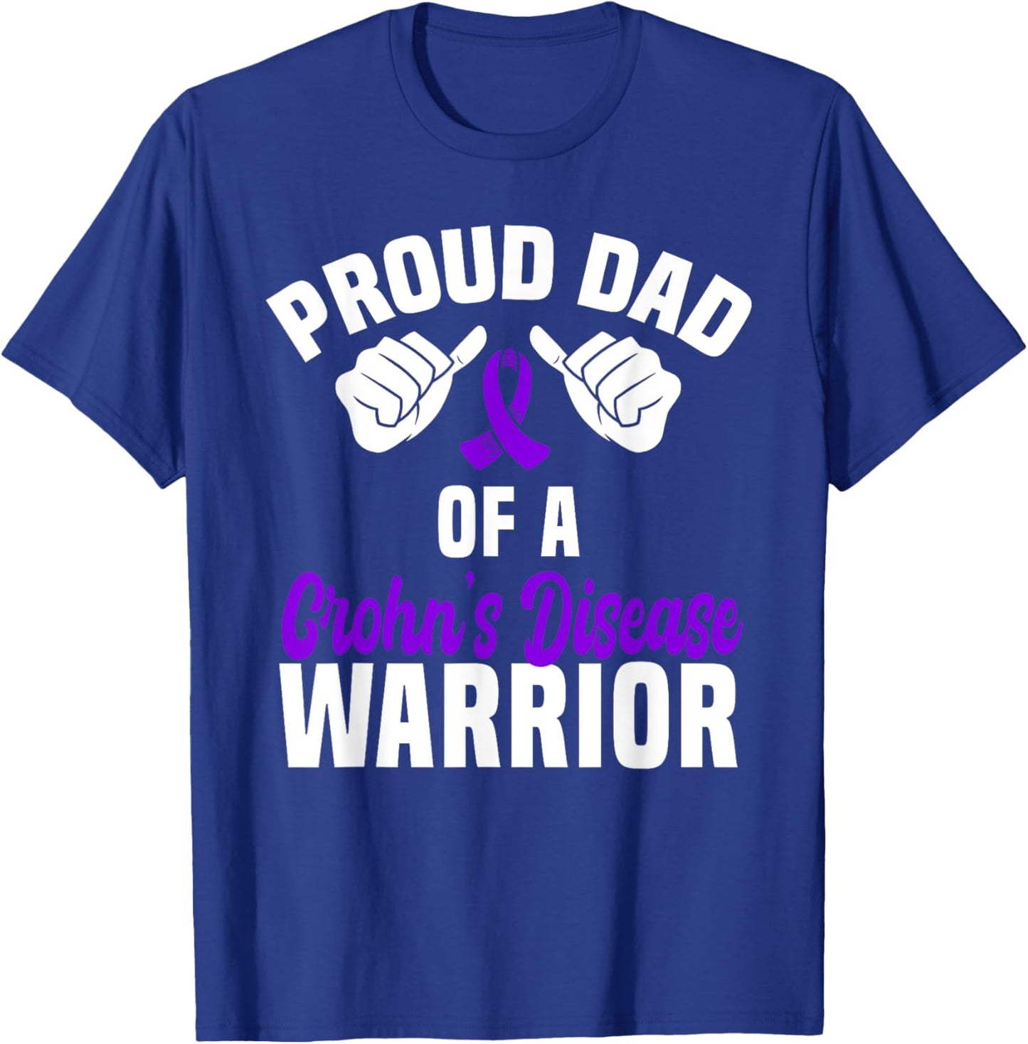 Proud Dad Of A Crohn's Disease Warrior Support Purple Ribbon T-Shirt - T-Shirt | Royal