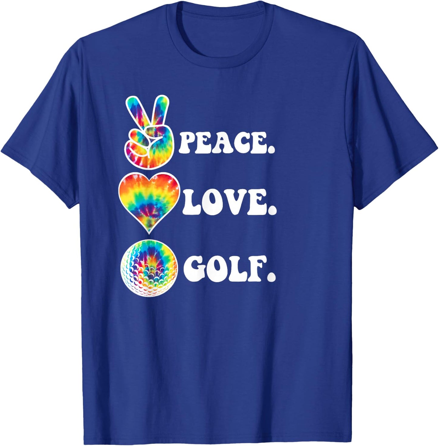 Peace Love Golf Funny Tie Dye Golf Lovers T-Shirt - T-Shirt | Royal
