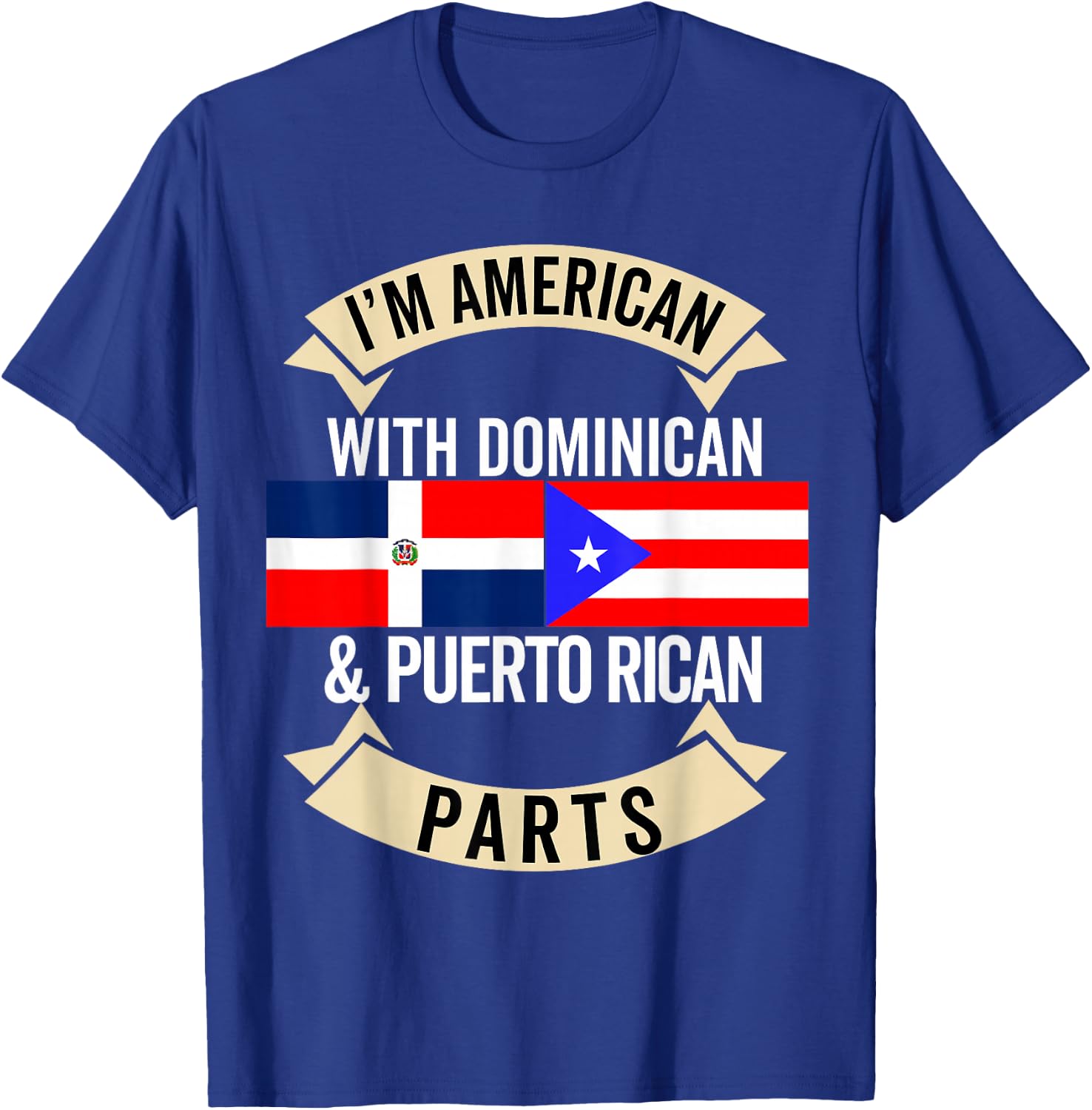 Half Dominican Half Puerto Rican Flag Domirican DomiBori T-Shirt - T-Shirt | Royal