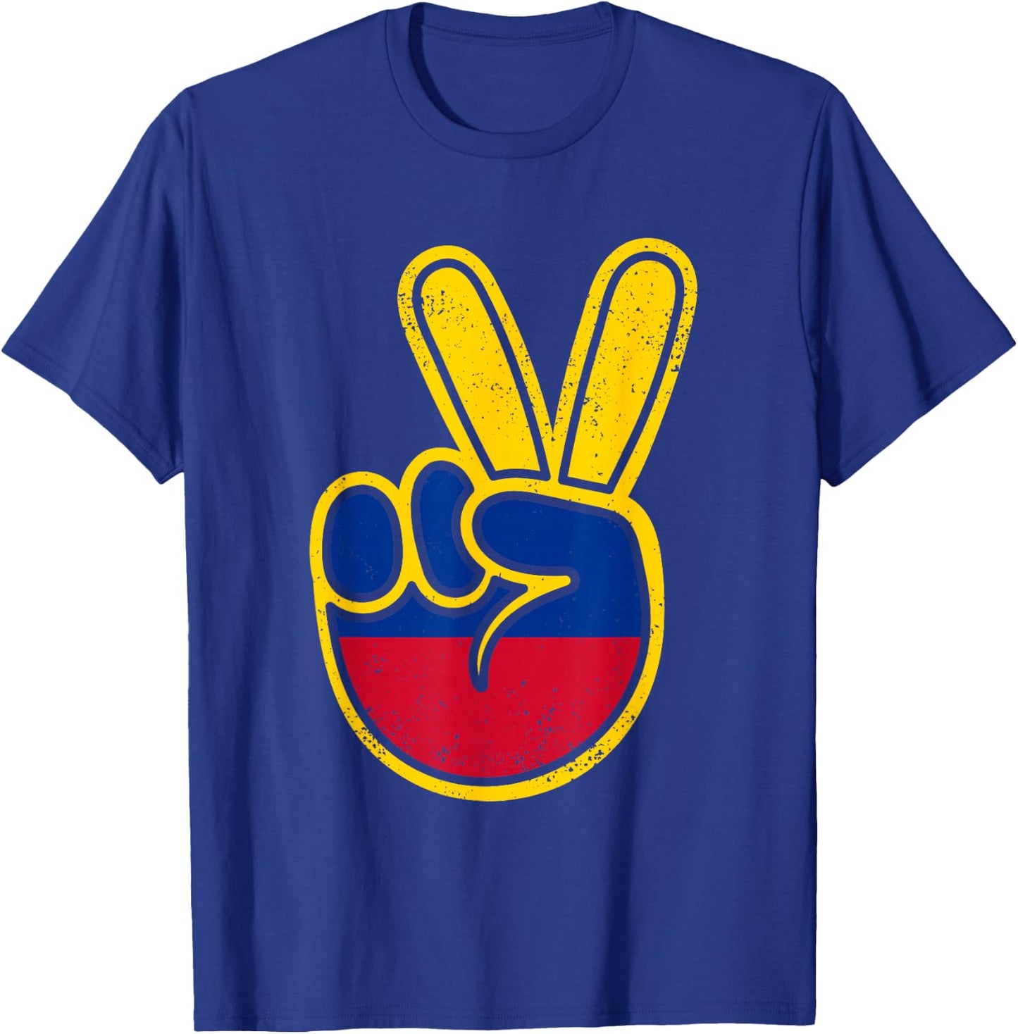 Colombia Flag Peace Sign Funny Retro Vintage Boys Colombian T-Shirt - T-Shirt | Royal