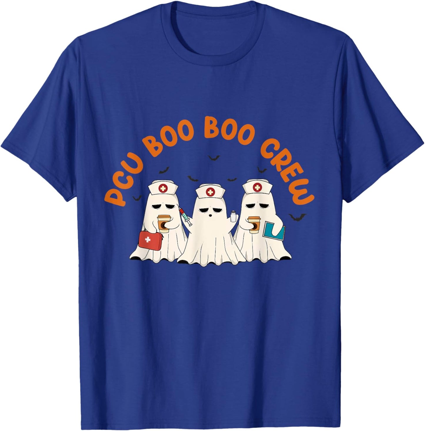 PCU Boo Boo Crew Nurse Retro Funny Ghost Halloween Scrub T-Shirt - T-Shirt | Royal