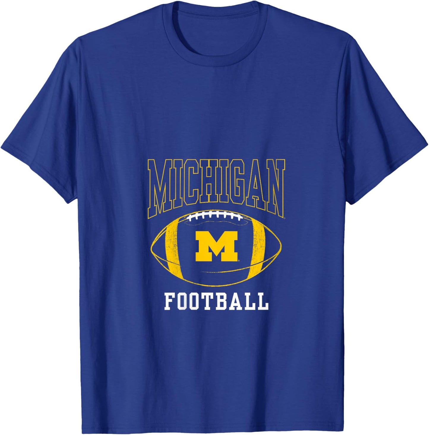 University of Michigan Wolverines U of M Football Ball V-Neck T-Shirt - T-Shirt | Royal