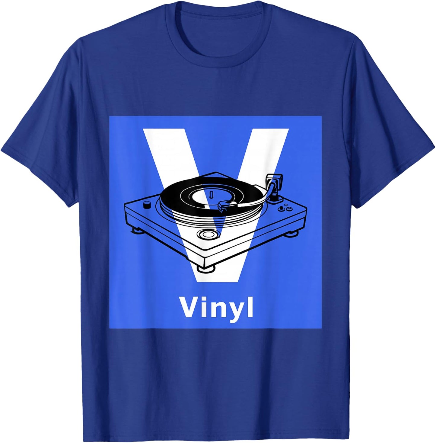 Old School DJ Retro Vinyl Collector Vintage Turntable T-Shirt - T-Shirt | Royal