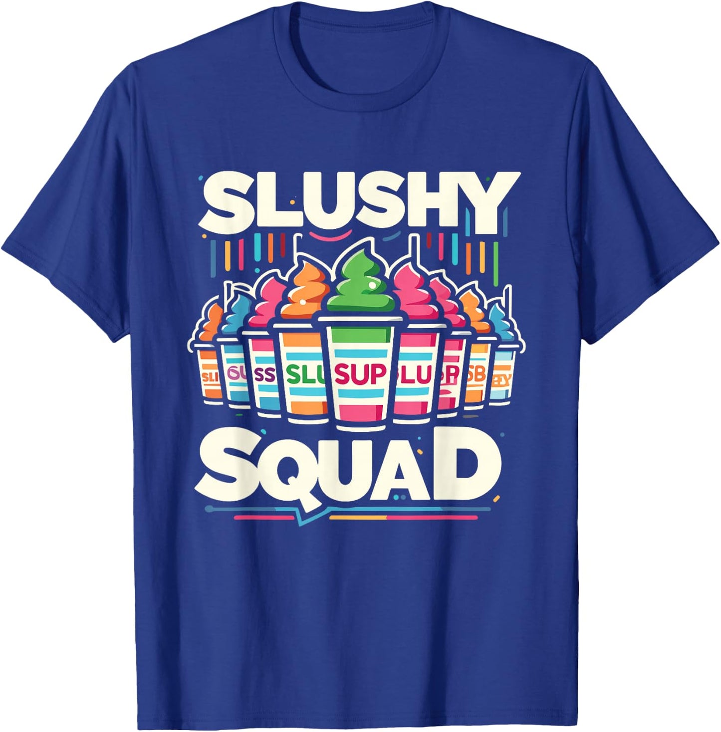 Slushy Squad Retro Rainbow Line-Up T-Shirt - T-Shirt | Royal