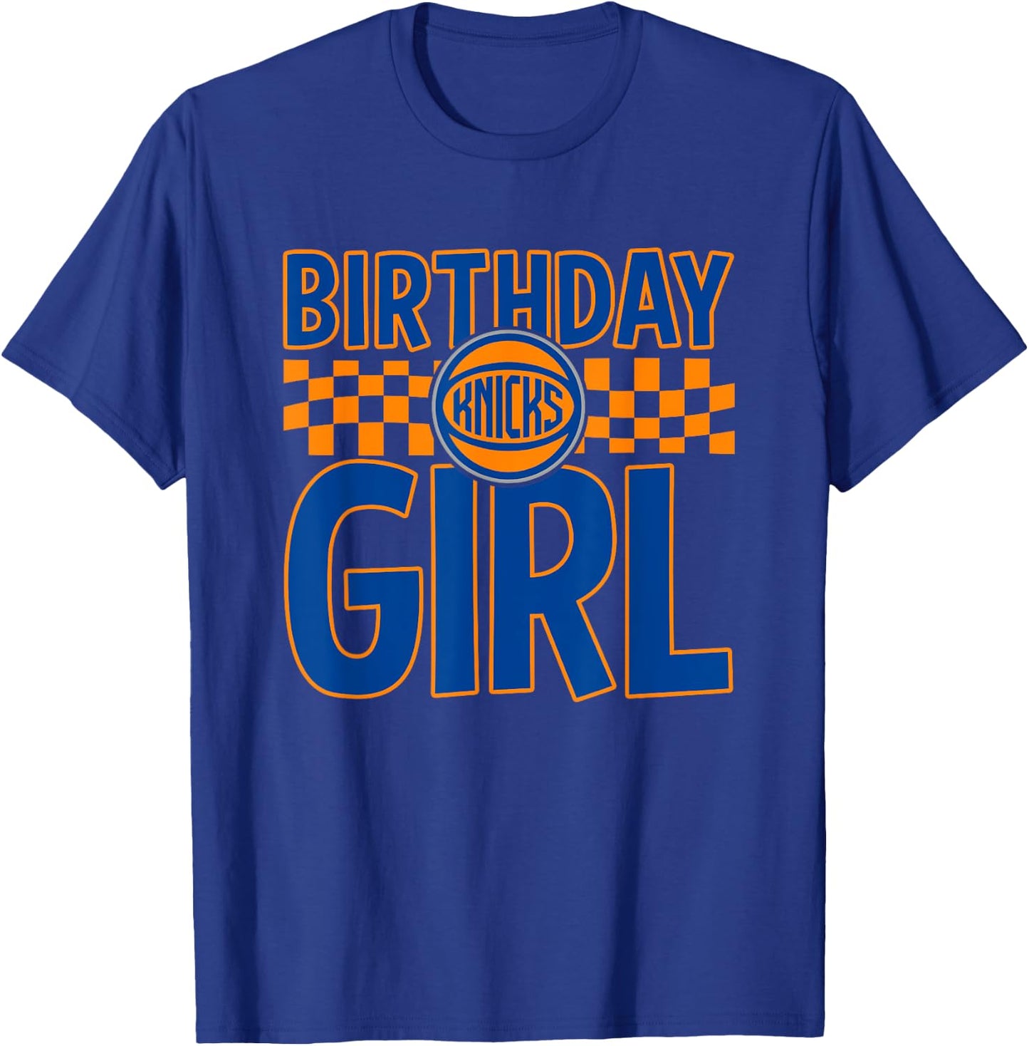 NBA New York Knicks Birthday Girl Checkered Logo T-Shirt - T-Shirt | Royal