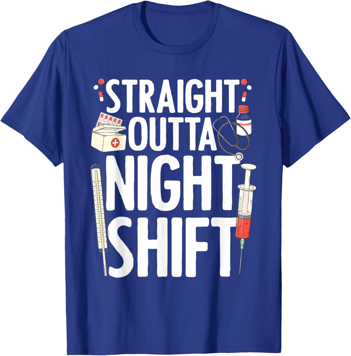 Night Shift Nurse Women Emergency Registered Nurse T-Shirt - T-Shirt | Royal