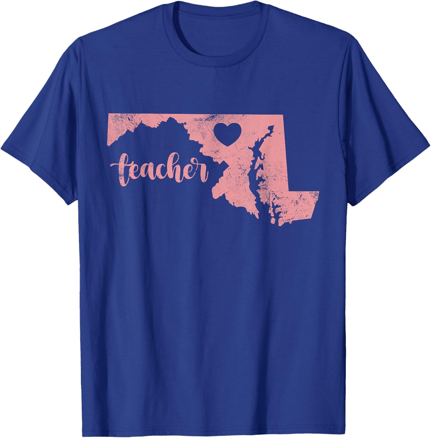 Teacher Maryland Map Support Public Education Distressed Men Women Kids T-Shirt - T-Shirt | Royal