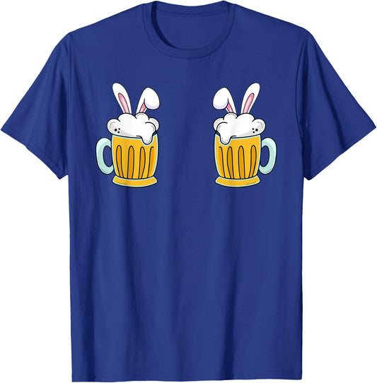 Easter Day Bunny Beer Mug Boobs Funny Drinking Party T-Shirt - T-Shirt | Royal