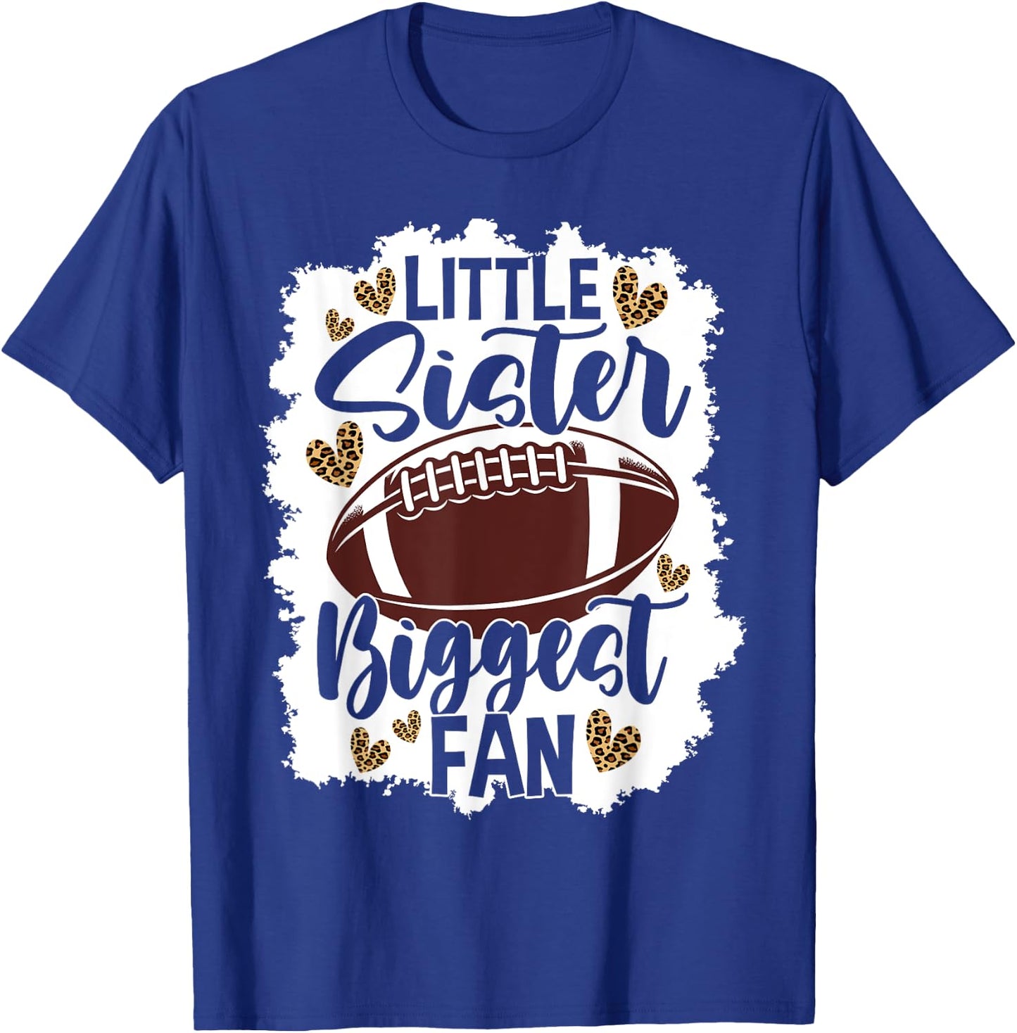 Football Little Sister Biggest Fan Football Sister T-Shirt - T-Shirt | Royal