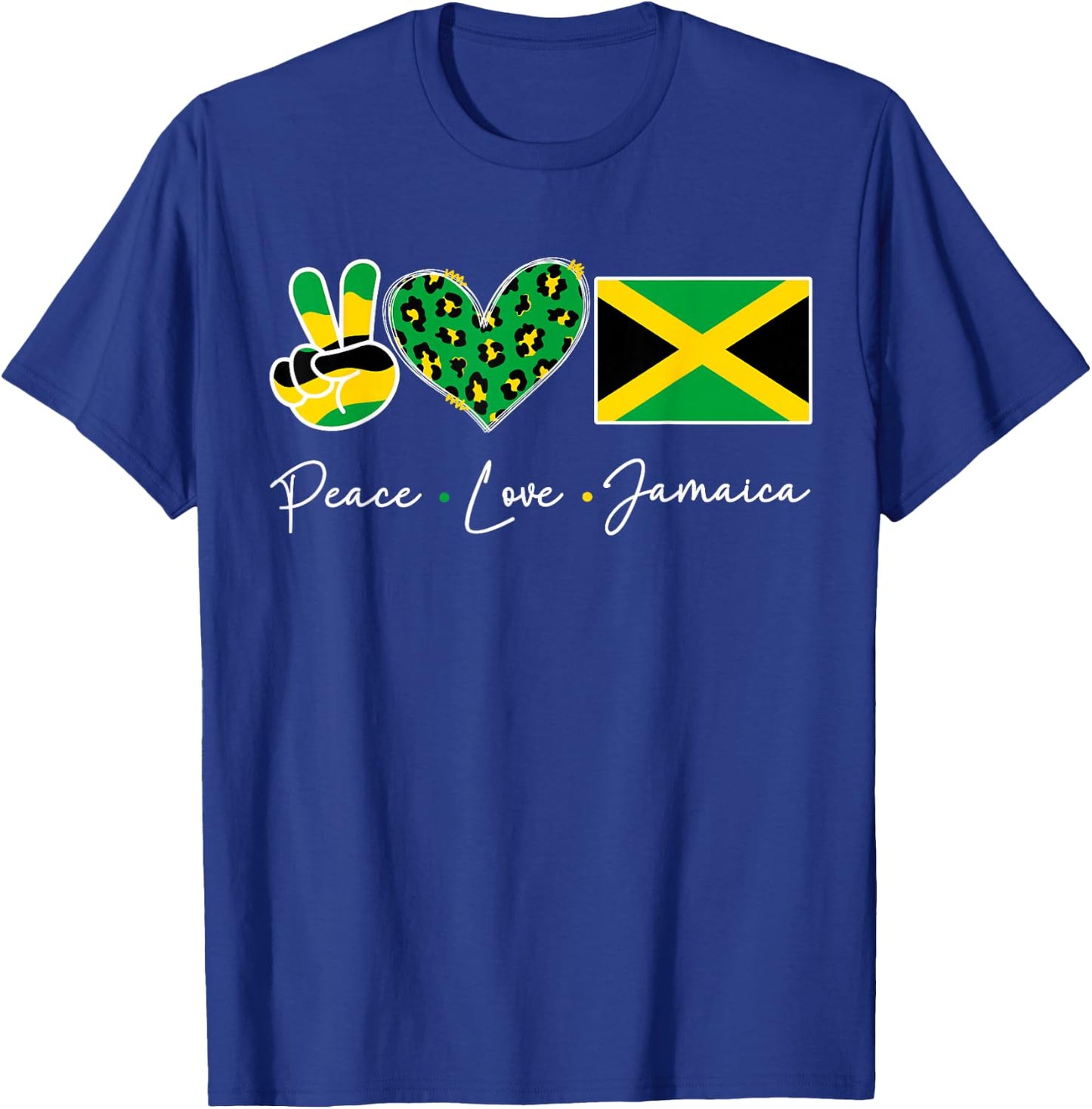 Peace love Jamaica Flag Jamaican Men Women Kids Jamaica Flag T-Shirt - T-Shirt | Royal