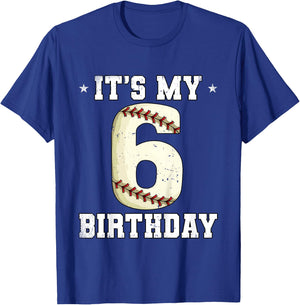 Kids 6th Birthday Baseball T-Shirt - T-Shirt | Royal