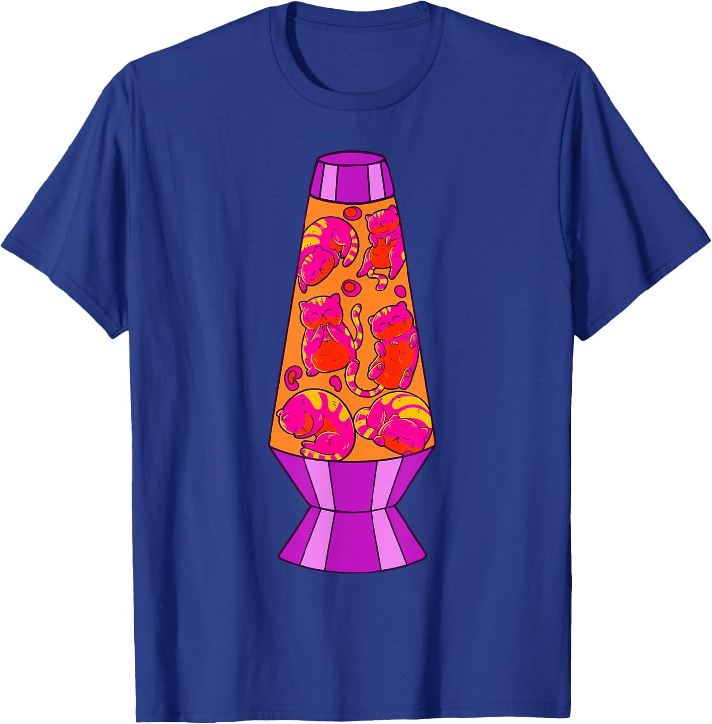 Cute Cats In Lava Lamp Retro 80s Psychedelic Purple T-Shirt - T-Shirt | Royal