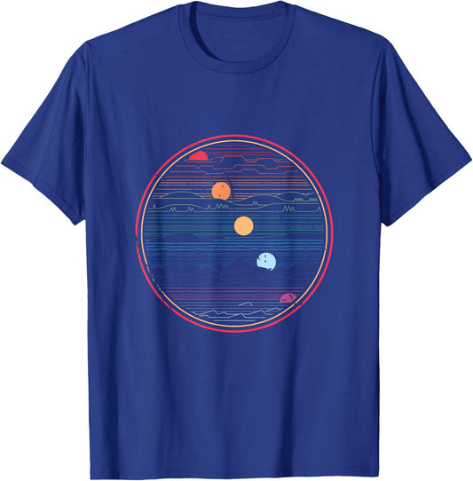 Circle Outdoor Sunset Vintage Mountains Sun Nature Graphic T-Shirt - T-Shirt | Royal