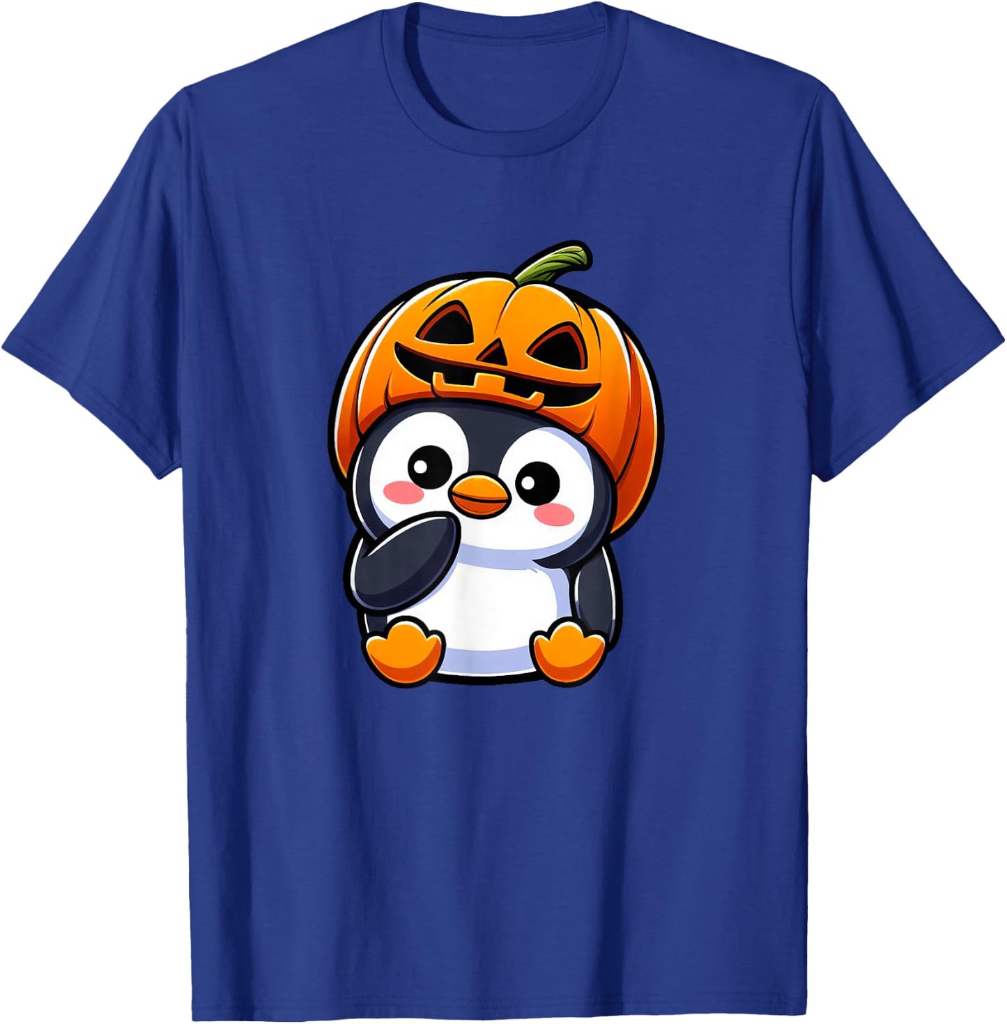 Halloween Penguin Pumpkin Hat T-Shirt - T-Shirt | Royal
