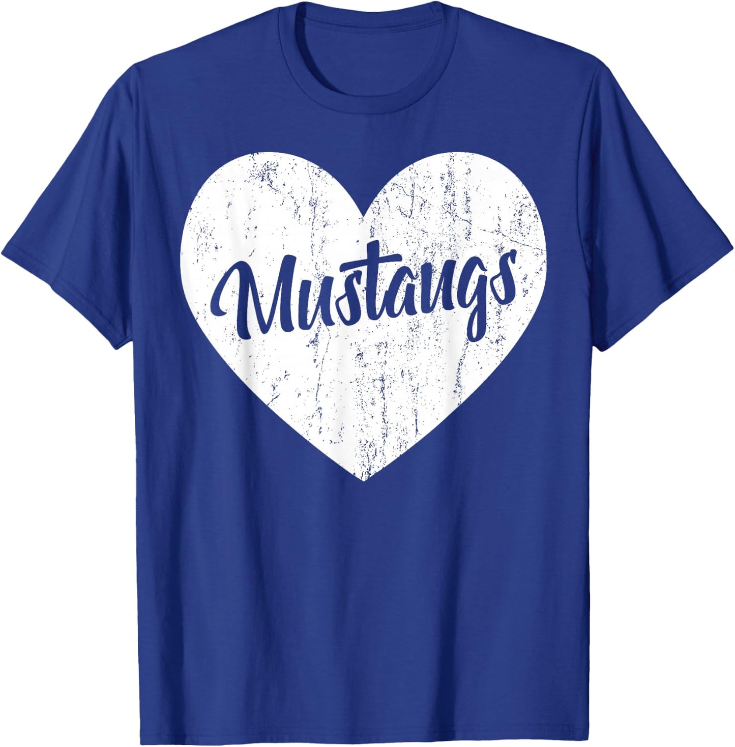 Mustangs School Sports Fan Team Spirit Mascot Heart Gift T-Shirt - T-Shirt | Royal