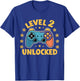 Kids Level 2 Unlocked Gamer 2 Years Old 2nd Birthday Gaming Kids T-Shirt - T-Shirt | Royal