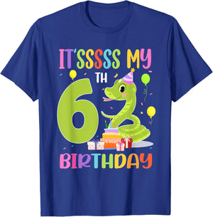 It's My 6th Birthday Snake 6 Years Old Birthday T-Shirt - T-Shirt | Royal